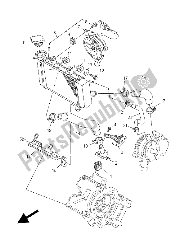 Alle onderdelen voor de Radiator Slang van de Yamaha T 135 FI Crypton X 2014