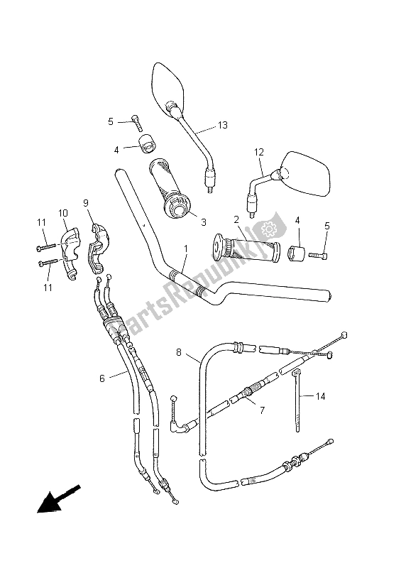 Todas las partes para Manija De Dirección Y Cable de Yamaha XJ 600S Diversion 1997