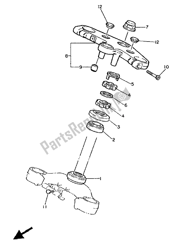 All parts for the Steering of the Yamaha FZR 1000 1992