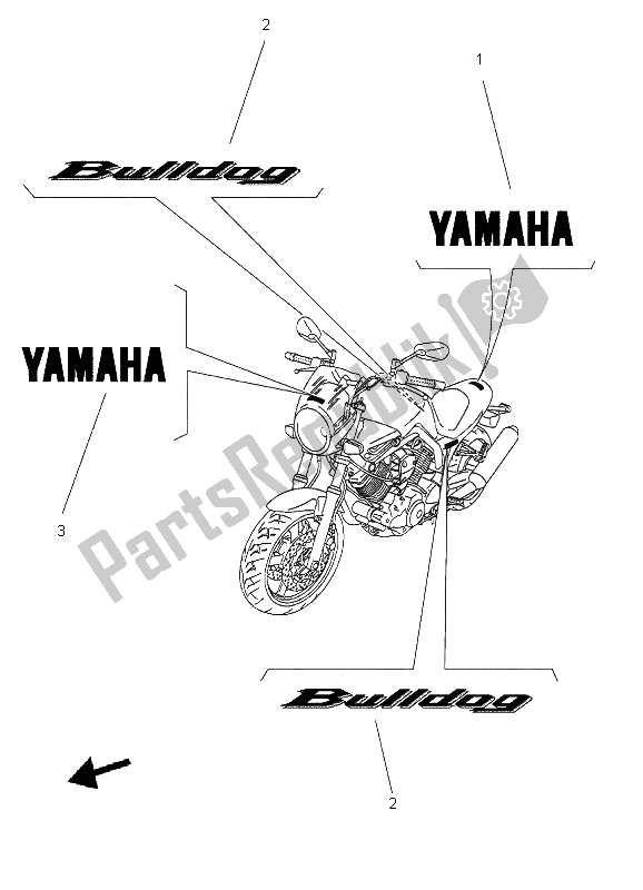 Tutte le parti per il Grafica Ed Emblema del Yamaha BT 1100 Bulldog 2006