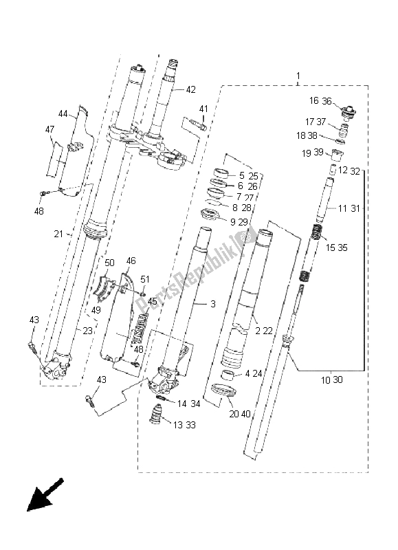 Toutes les pièces pour le Fourche Avant du Yamaha WR 250F 2005