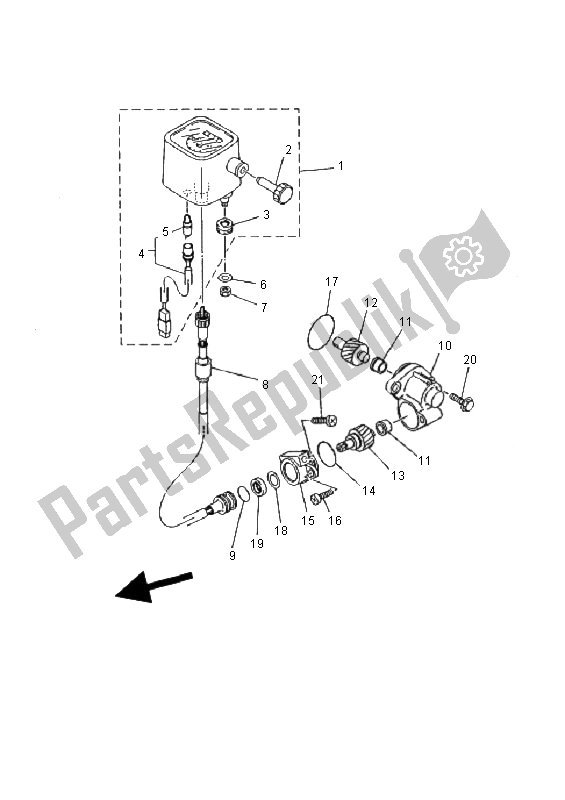 All parts for the Meter of the Yamaha YFM 400 FA Kodiak 4X4 Manual 2000