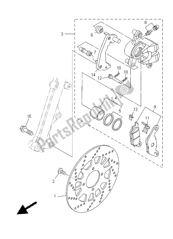 All parts for the Front Brake Caliper of the Yamaha T 135 FI Crypton X 2014