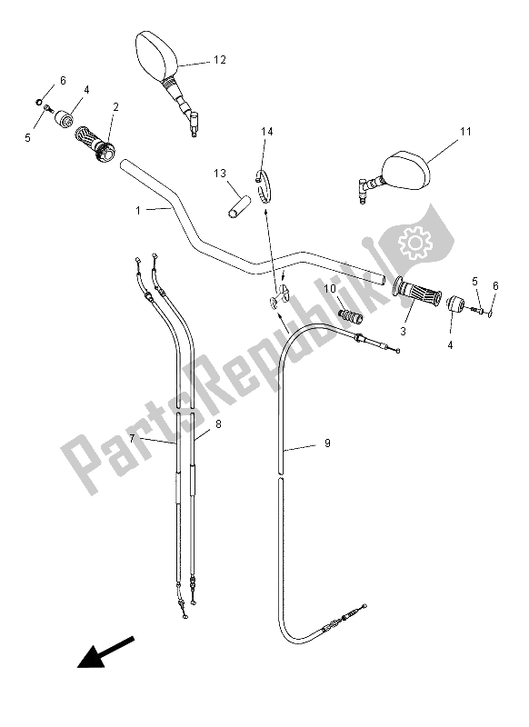 All parts for the Steering Handle & Cable of the Yamaha MT 03 660 2008
