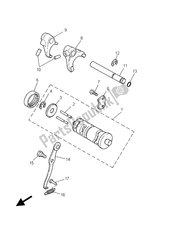 All parts for the Shift Cam & Fork of the Yamaha PW 80 2003