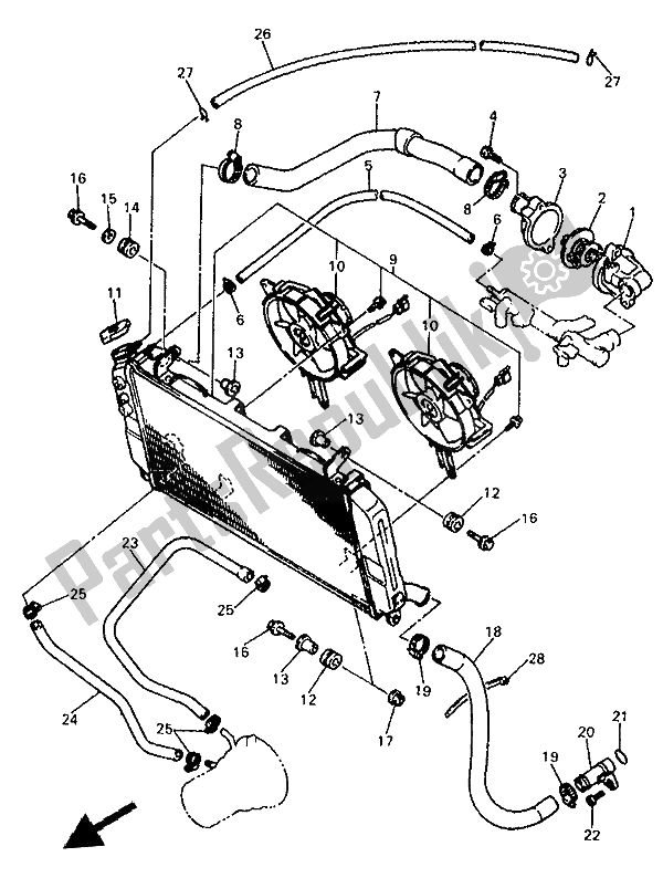 Toutes les pièces pour le Tuyau De Radiateur du Yamaha YZF 750R 1993