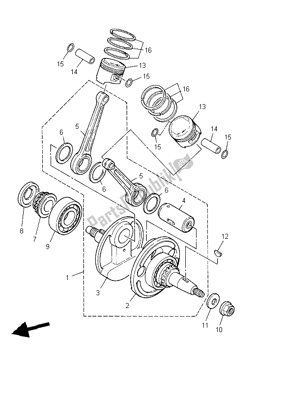 All parts for the Crankshaft & Piston of the Yamaha XVS 250 Dragstar 2002