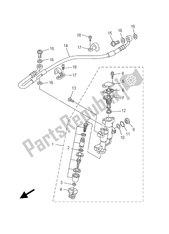 Toutes les pièces pour le Maître-cylindre Arrière du Yamaha YZ 125 2003