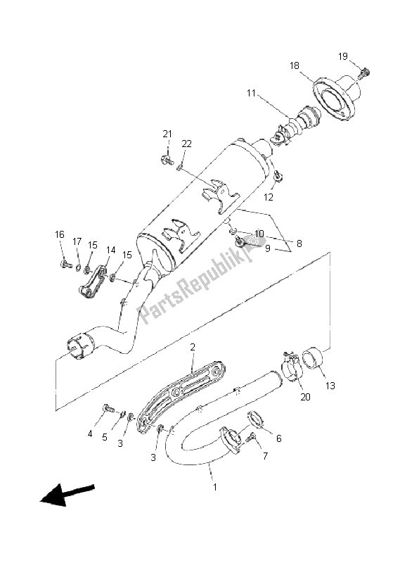 All parts for the Exhaust of the Yamaha YFZ 450S 2004