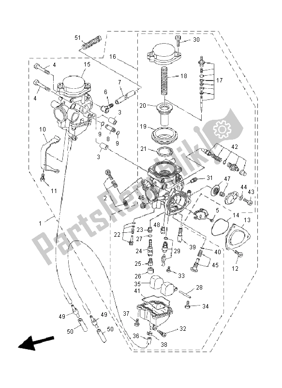 Toutes les pièces pour le Carburateur du Yamaha YFM 660R 2005