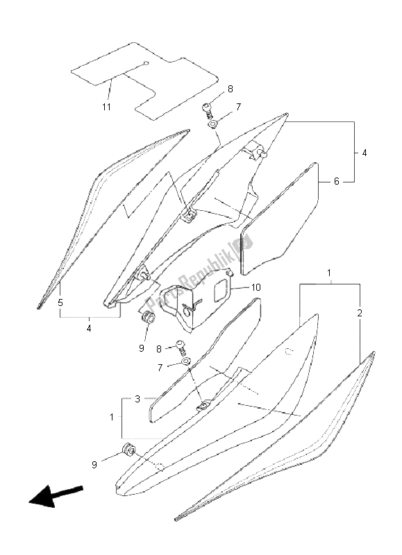 All parts for the Side Cover of the Yamaha FZ6 Sahg 600 2009