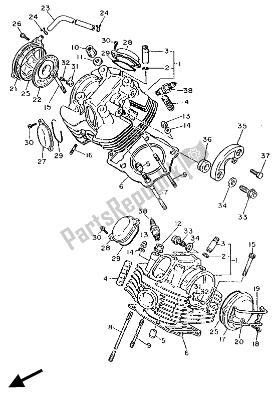 Tutte le parti per il Testata del Yamaha XV 1000 SE Virago 1988