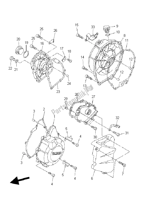 All parts for the Crankcase Cover 1 of the Yamaha FZ6 SA Fazer 600 2006