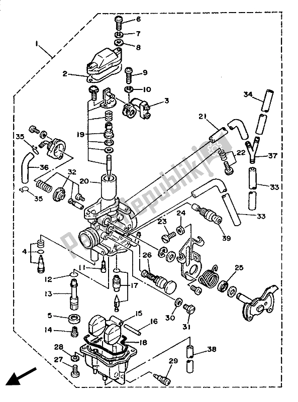 Todas las partes para Carburador de Yamaha TW 200E 1989