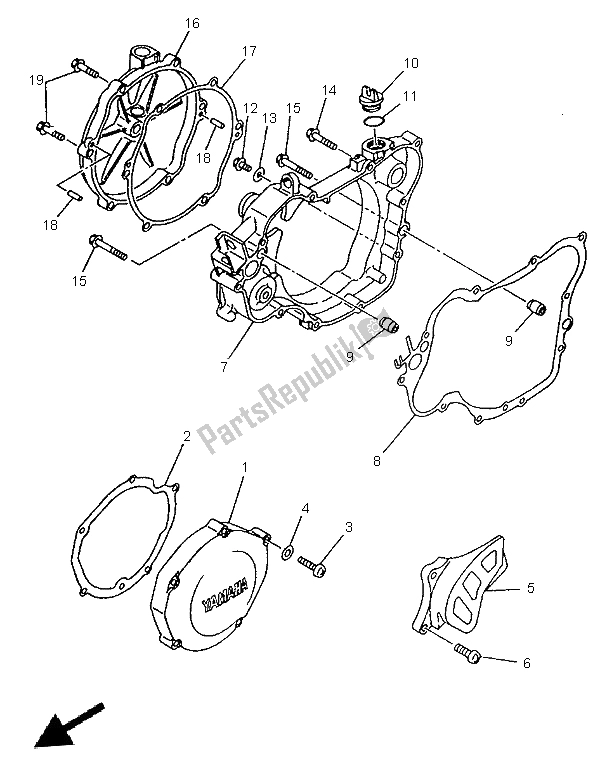 All parts for the Crankcase Cover 1 of the Yamaha YZ 125 1998