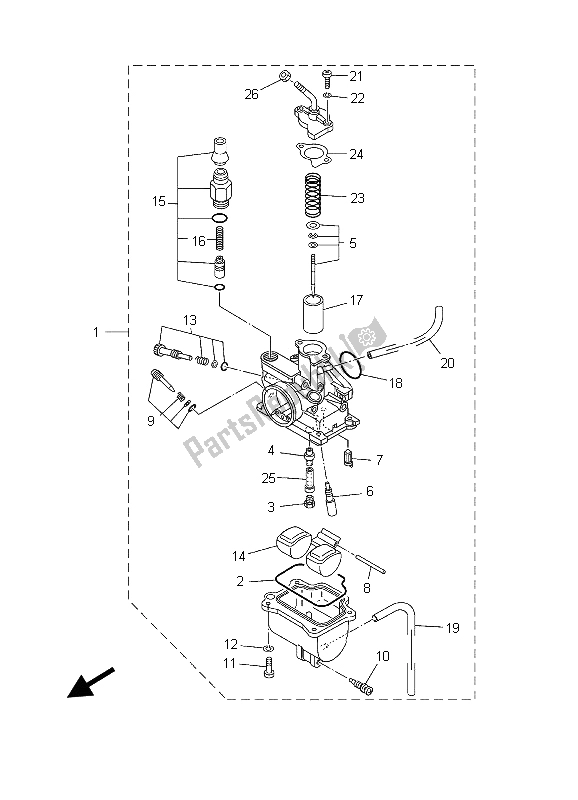 Tutte le parti per il Carburatore del Yamaha TT R 90E 2003