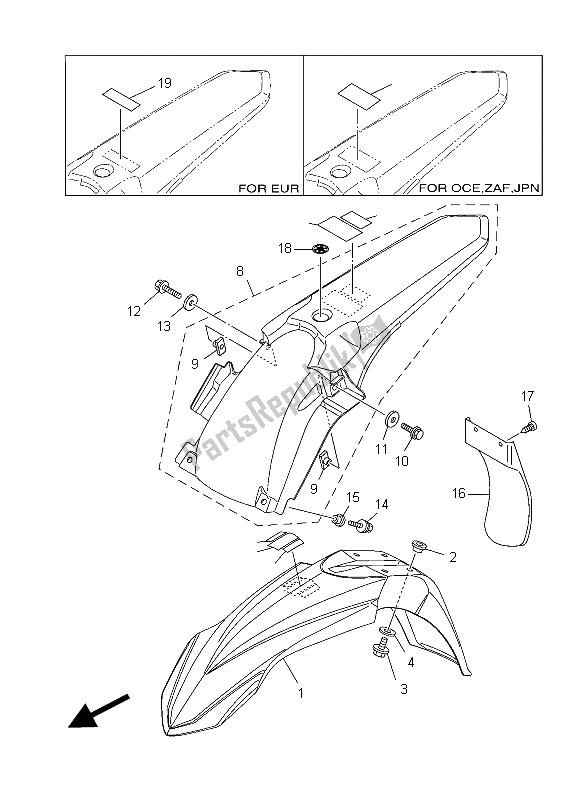 Todas las partes para Defensa de Yamaha YZ 125 2015