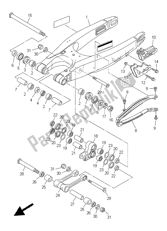 All parts for the Rear Arm of the Yamaha WR 250F 2015