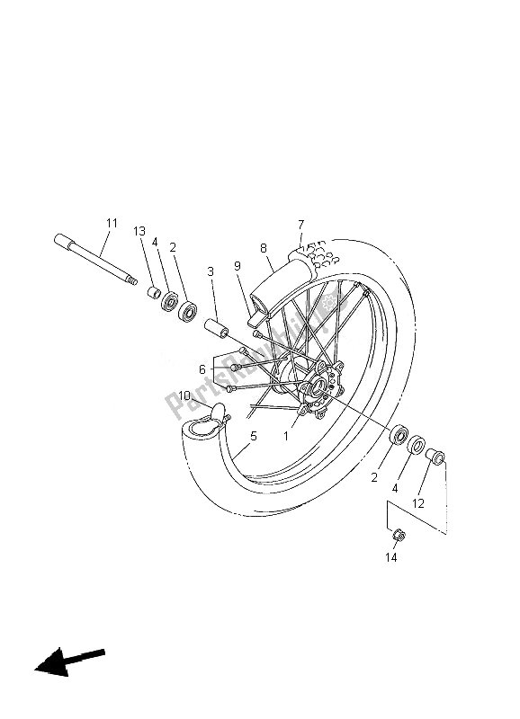 Todas las partes para Rueda Delantera de Yamaha YZ 250F 2010