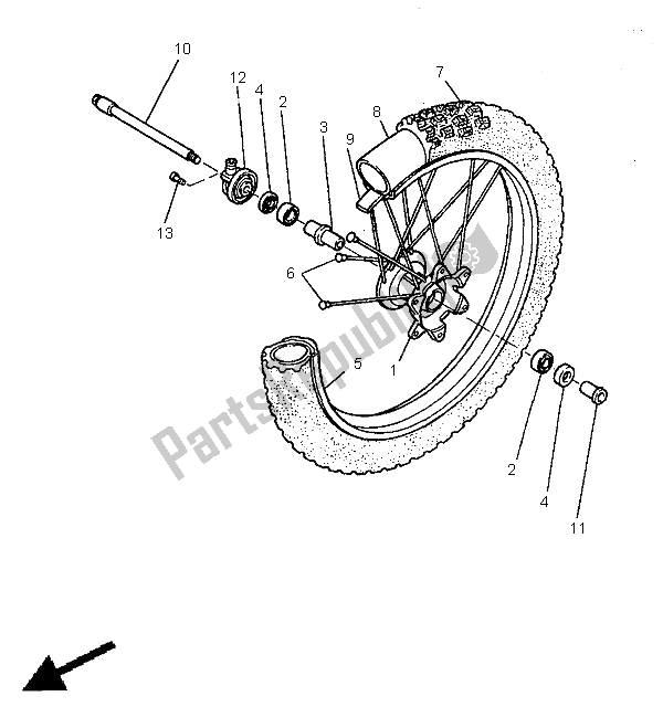 Todas as partes de Roda Da Frente do Yamaha TT 600E 1998