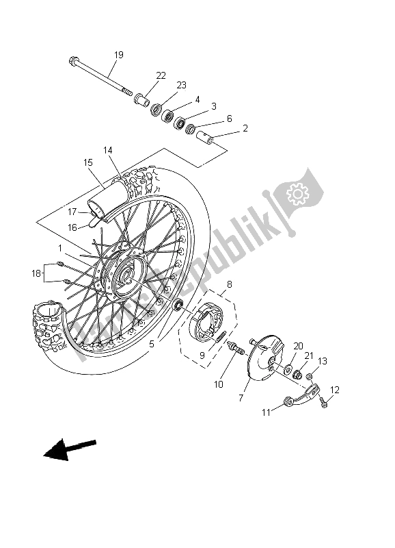 All parts for the Front Wheel of the Yamaha TT R 90 P 2002