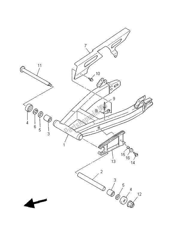 All parts for the Rear Arm & Suspension of the Yamaha XJR 1300 2000