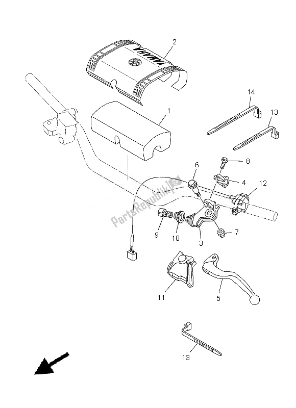 All parts for the Handle Switch & Lever of the Yamaha YZ 125 2013