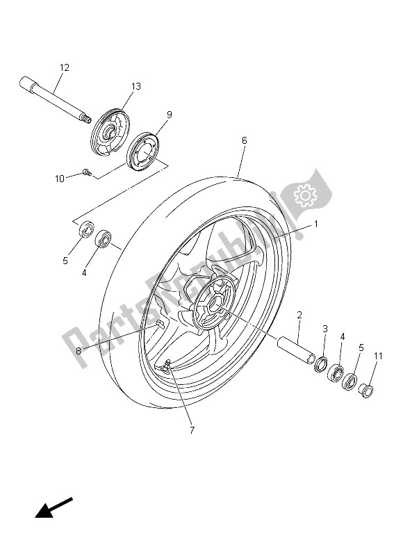 Alle onderdelen voor de Voorwiel van de Yamaha FZ8 NA 800 2015