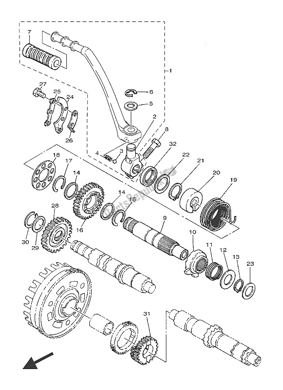 All parts for the Starter of the Yamaha SR 400 2016