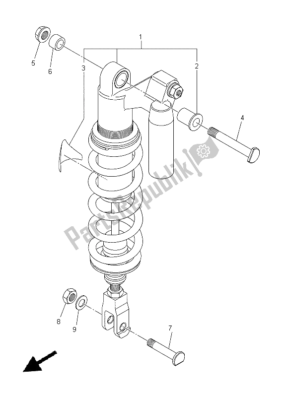 All parts for the Rear Suspension of the Yamaha WR 250R 2015