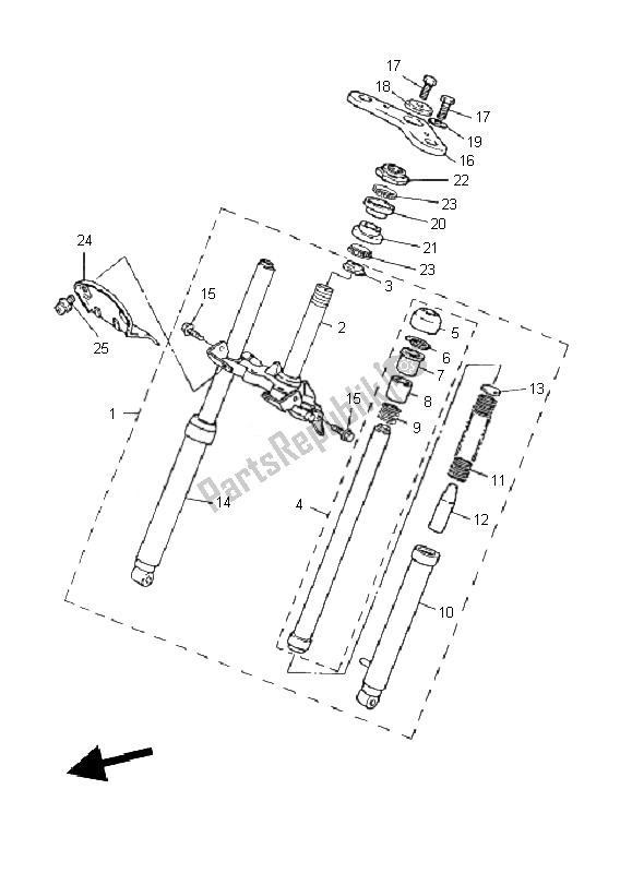 All parts for the Front Fork of the Yamaha PW 50 2010