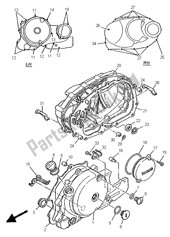 All parts for the Crankcase Cover 1 of the Yamaha XV 535 S Virago 1997