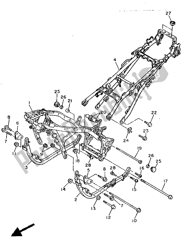 All parts for the Frame of the Yamaha FJ 1200 1988