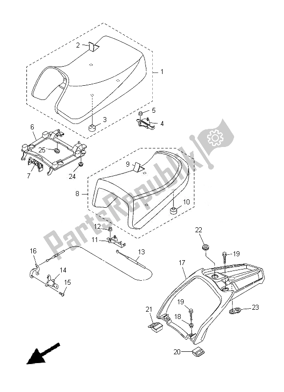 All parts for the Seat of the Yamaha FJR 1300 AE 2014