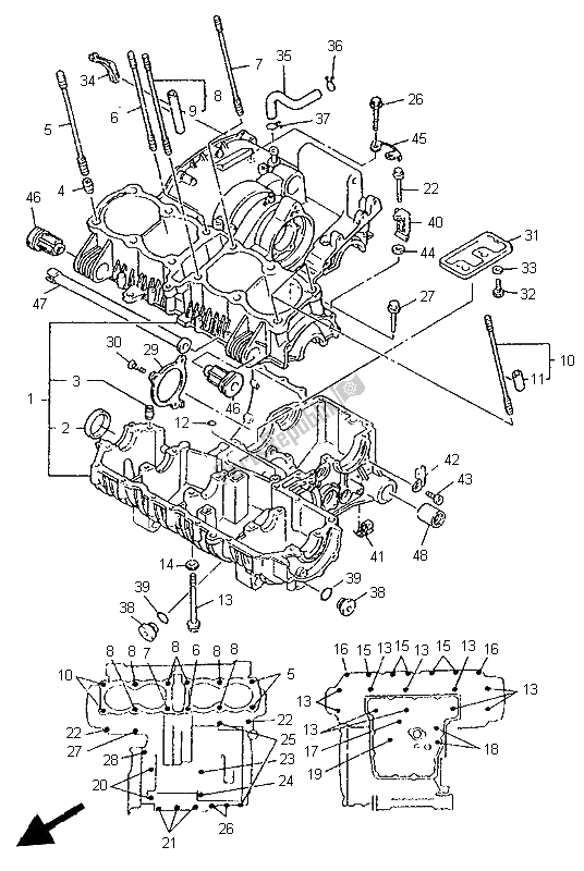 Tutte le parti per il Carter del Yamaha XJR 1200 SP 1997