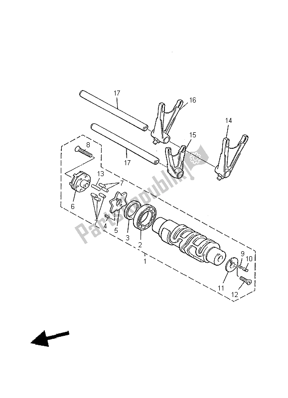 All parts for the Shift Cam & Fork of the Yamaha V MAX 12 1200 2002