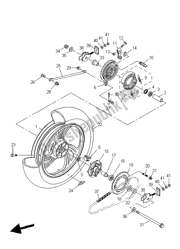 Todas as partes de Roda Traseira do Yamaha YBR 250 2007