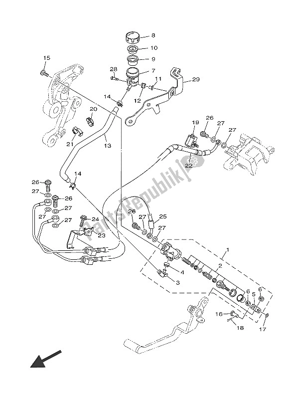 Tutte le parti per il Pompa Freno Posteriore del Yamaha MT 09 Tracer ABS 900 2016