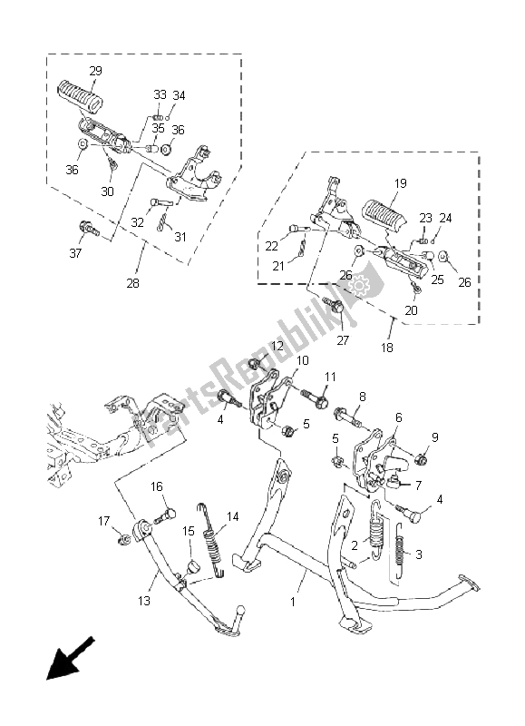 Todas las partes para Soporte Y Reposapiés de Yamaha XP 500A T MAX 2005