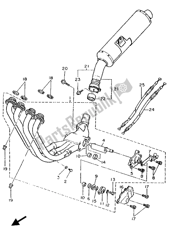 Tutte le parti per il Scarico del Yamaha FZR 1000 1993