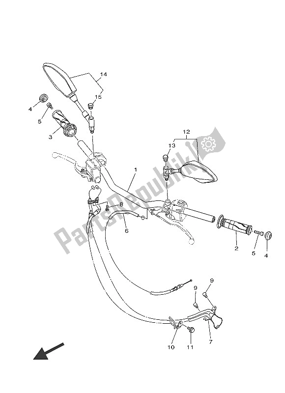 All parts for the Steering Handle & Cable of the Yamaha MT 03A 660 2016