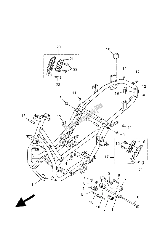 Tutte le parti per il Telaio del Yamaha VP 250 2015