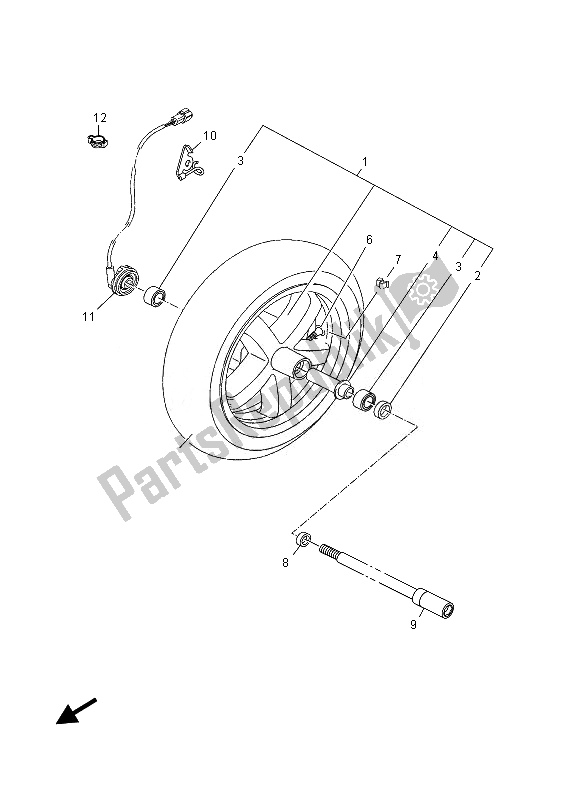 All parts for the Front Wheel of the Yamaha YP 250R 2013