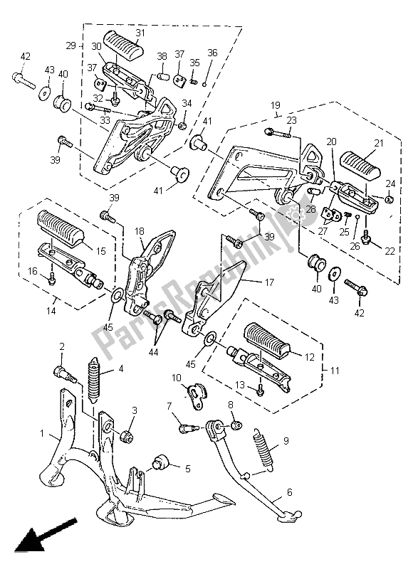 Toutes les pièces pour le Support Et Repose-pieds du Yamaha XJR 1200 SP 1998