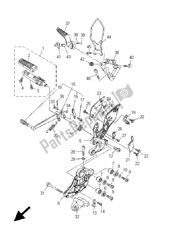 Todas as partes de Suporte E Apoio Para Os Pés 2 do Yamaha MT 01 1670 2005