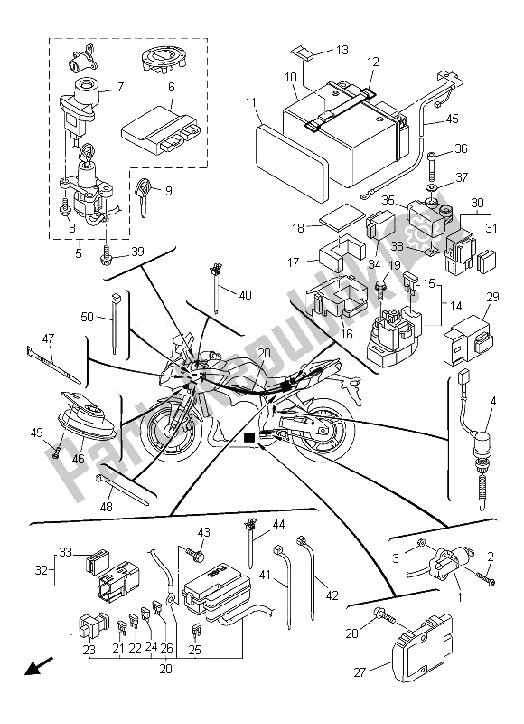 Toutes les pièces pour le électrique 2 du Yamaha FZ8 SA 800 2013