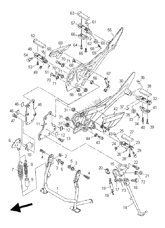 Tutte le parti per il Stand E Poggiapiedi del Yamaha XJ6F 600 2011