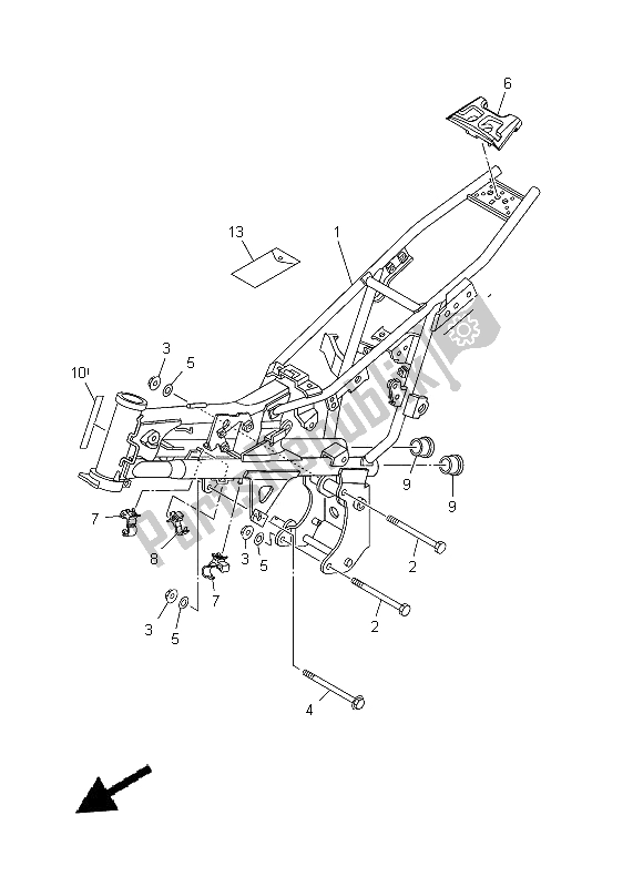 All parts for the Frame of the Yamaha TT R 110E 2014