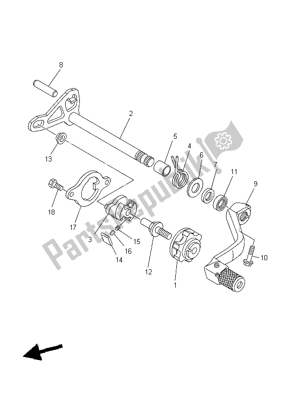 All parts for the Shift Shaft of the Yamaha YZ 125 2009