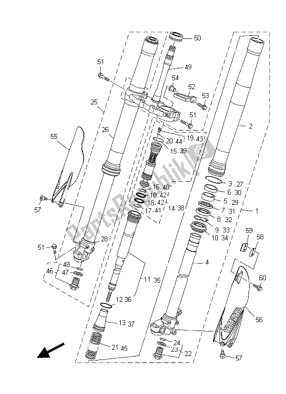 Alle onderdelen voor de Voorvork van de Yamaha YZ 250 2015